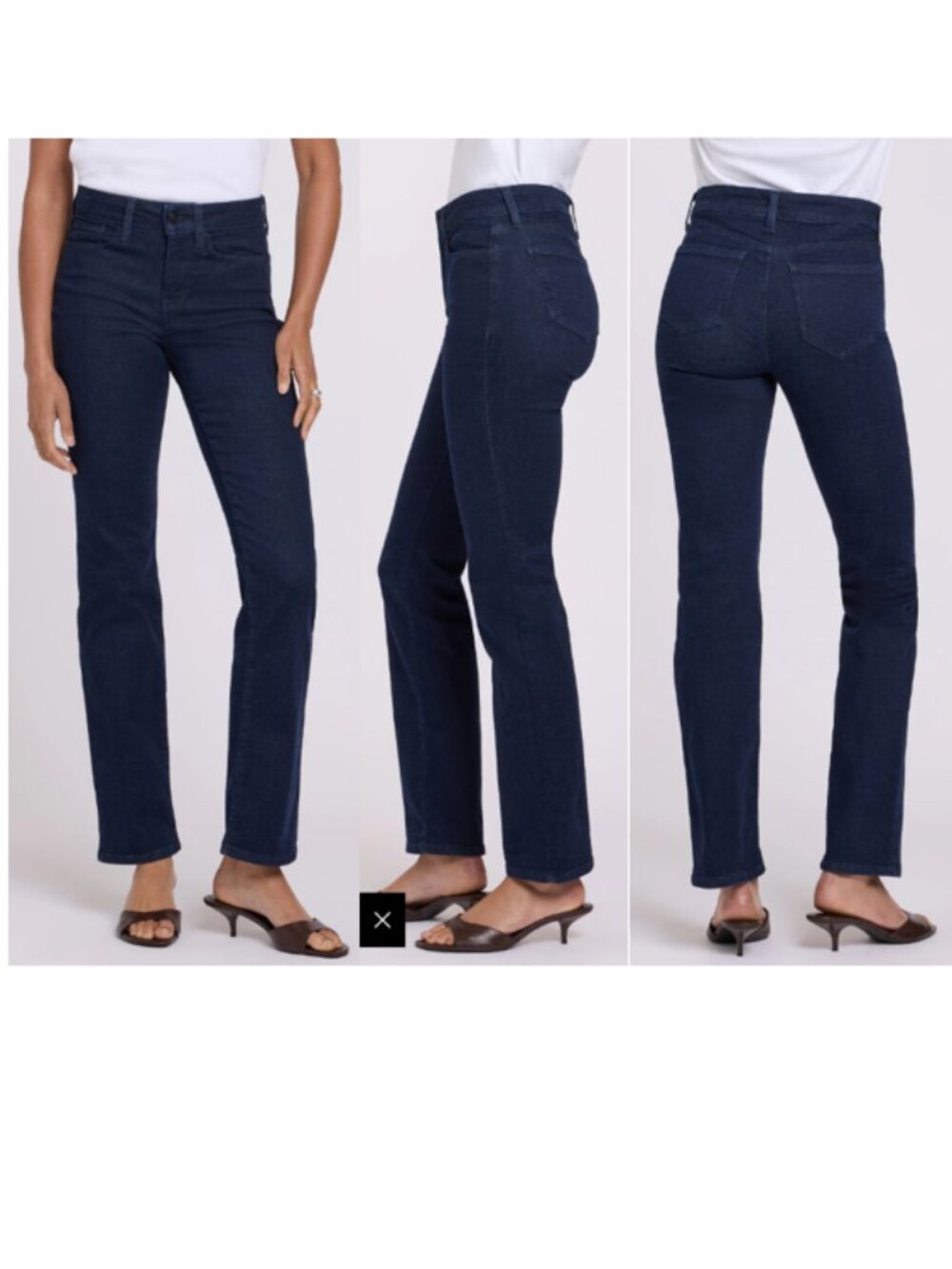 NYDJ 10 Extra Long 36" Inseam Marilyn Straight Rinse Dark Blue Wash Womens